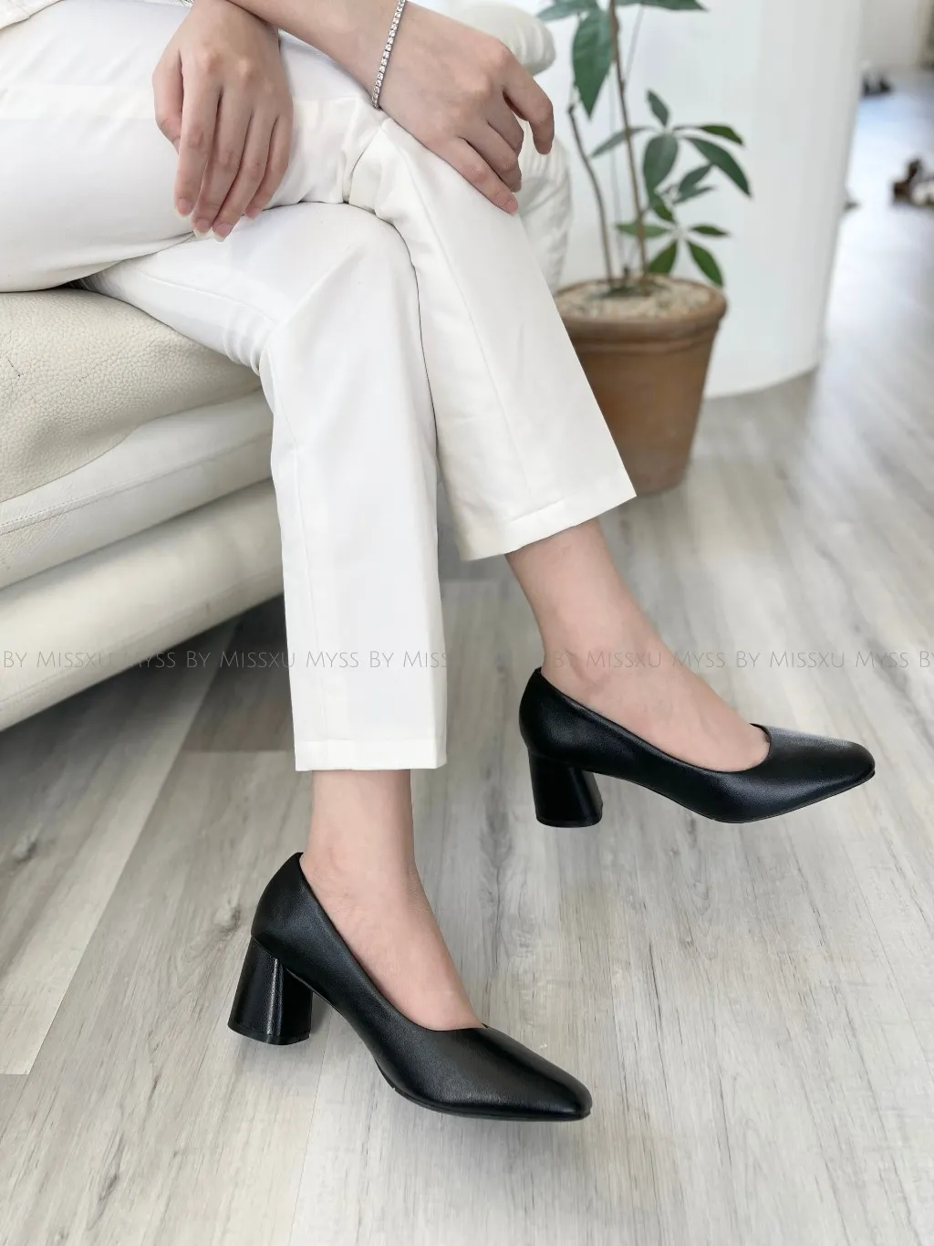 Ảnh Giày cao gót nữ MYSS mũi vuông gót trụ 5cm thời trang - CG183 4