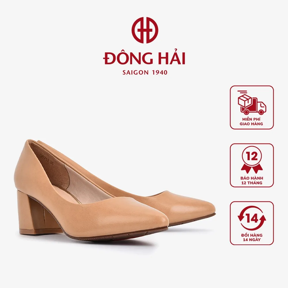 Ảnh Giày cao gót Đông Hải chất liệu microfiber thiết kế mũi nhọn gót vuông 5cm - G5712 1