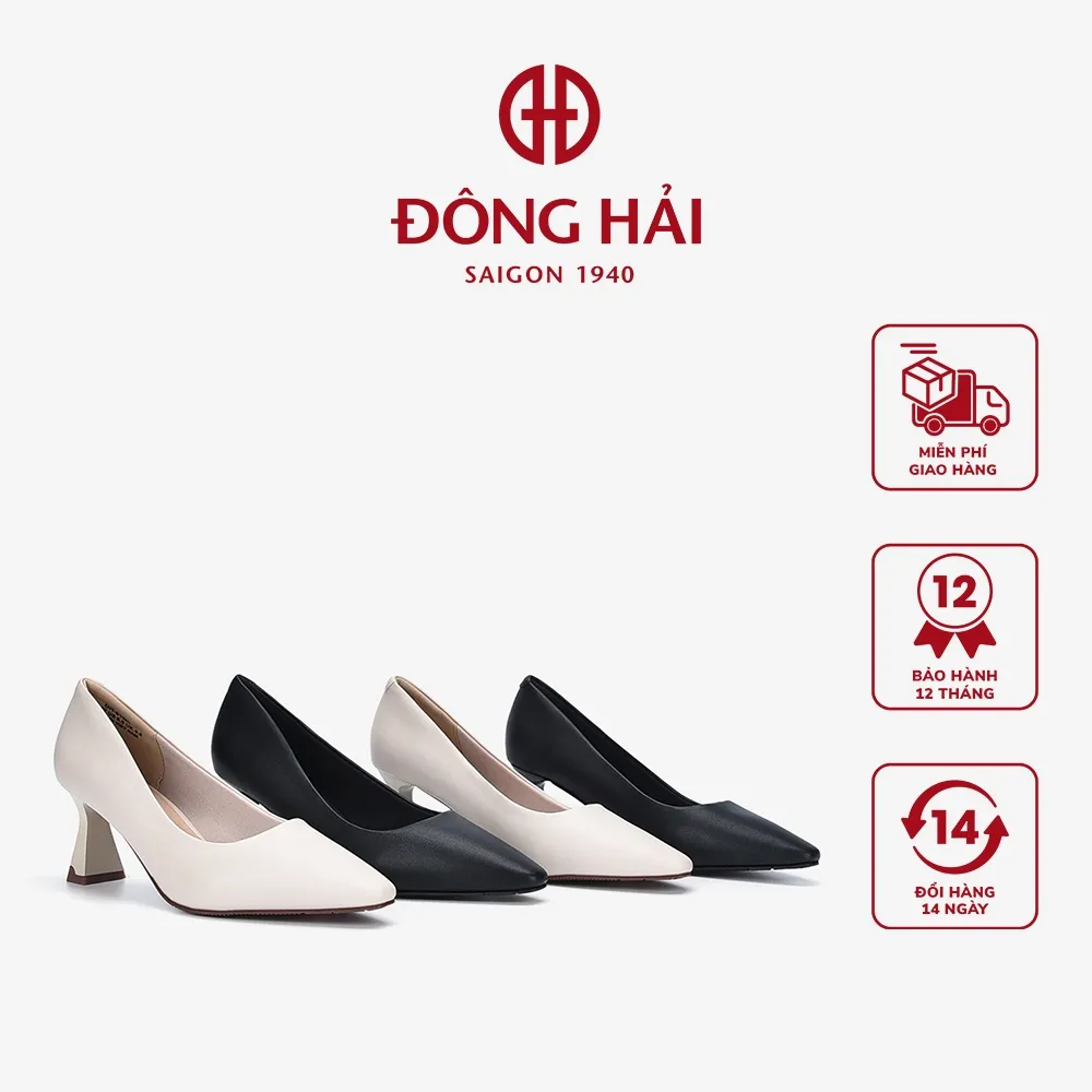 Ảnh Giày cao gót Đông Hải mũi nhọn phối gót cách điệu 7cm - G81M5 1