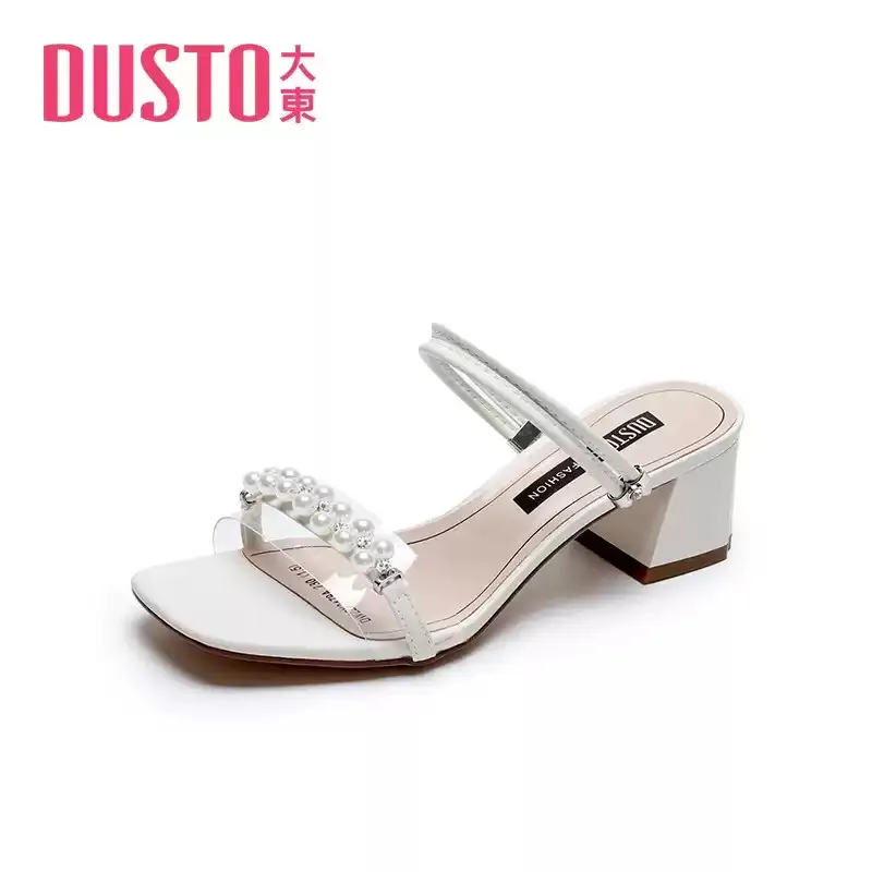 Ảnh Giày Cao Gót, Sandal Nữ Hãng Dusto Siêu Xinh Cho Nàng Gót Vuông Cao 5Cm Quai Da Đính Hạt Sang Trọng 3