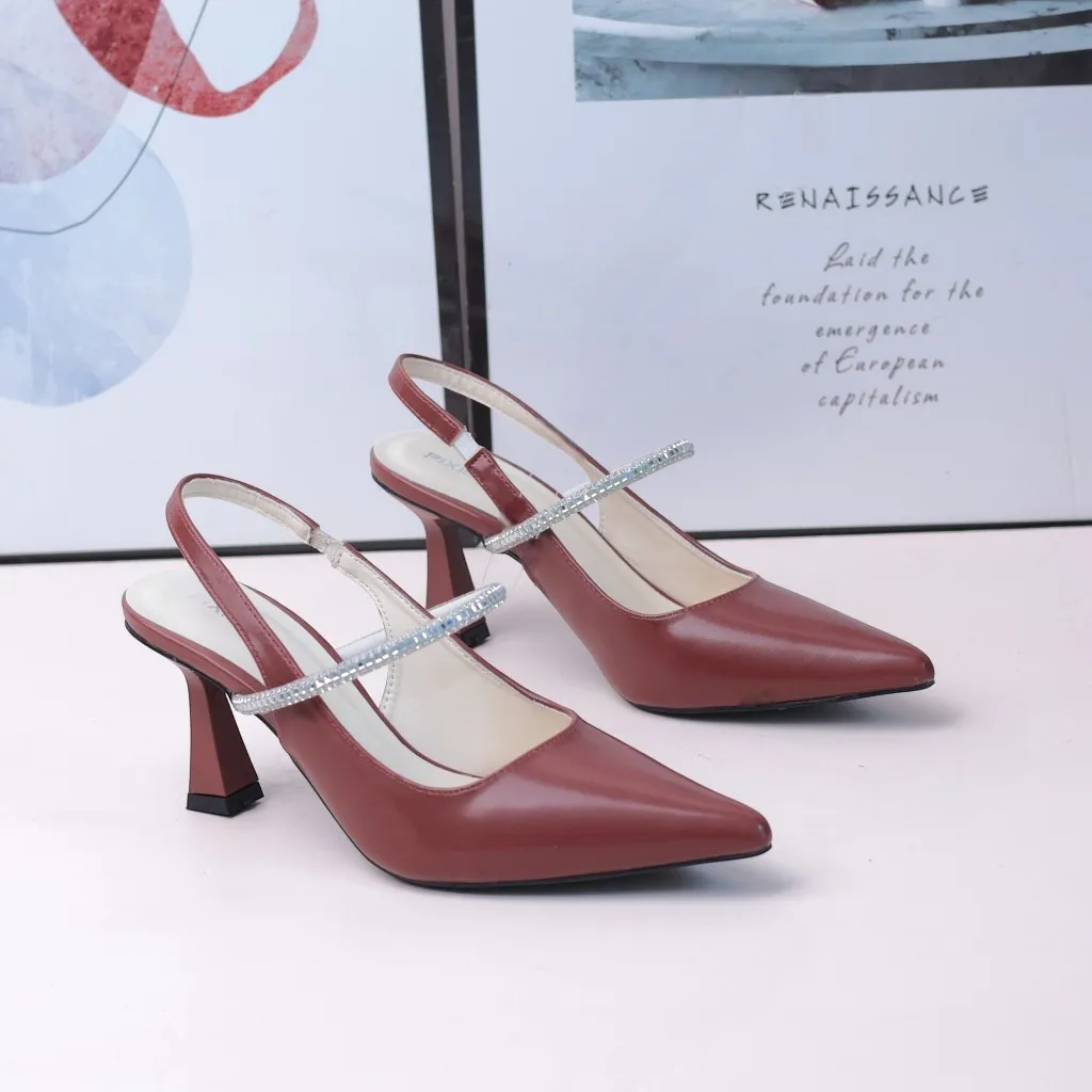 Ảnh Giày Cao Gót Slingback 7cm Quai Ngang Dây Đá Pixie H385 4