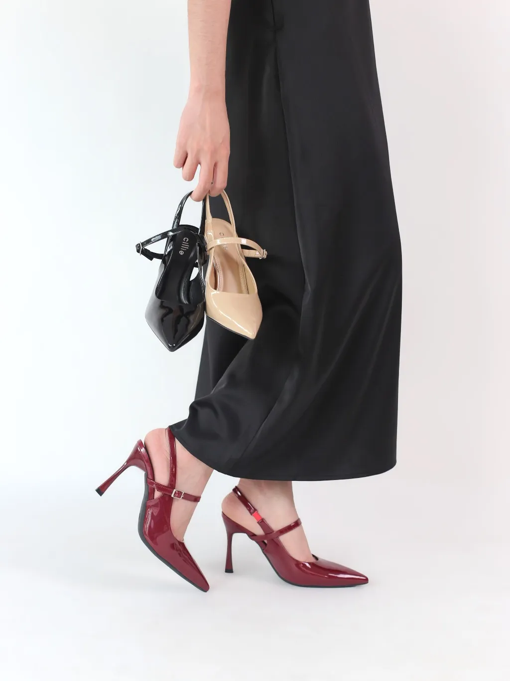 Ảnh Giày Cao Gót Slingback Nữ Cillie Gót Nhọn Mũi Nhọn Thời Trang Đi Tiệc Da PU Trơn Cao Cấp CG32 3