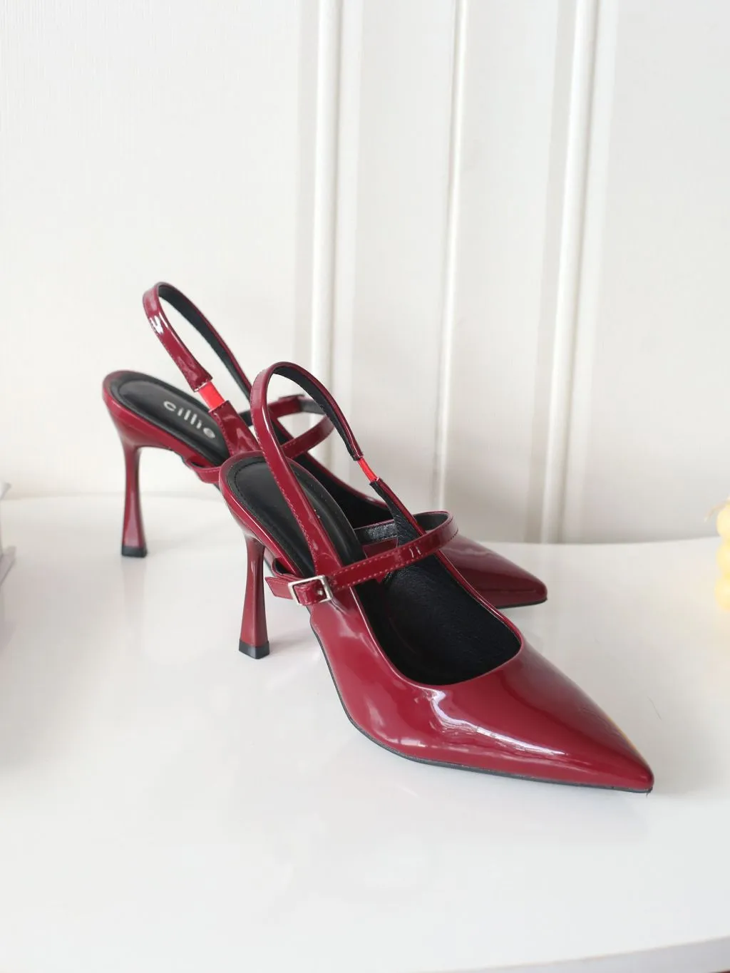 Ảnh Giày Cao Gót Slingback Nữ Cillie Gót Nhọn Mũi Nhọn Thời Trang Đi Tiệc Da PU Trơn Cao Cấp CG32 4