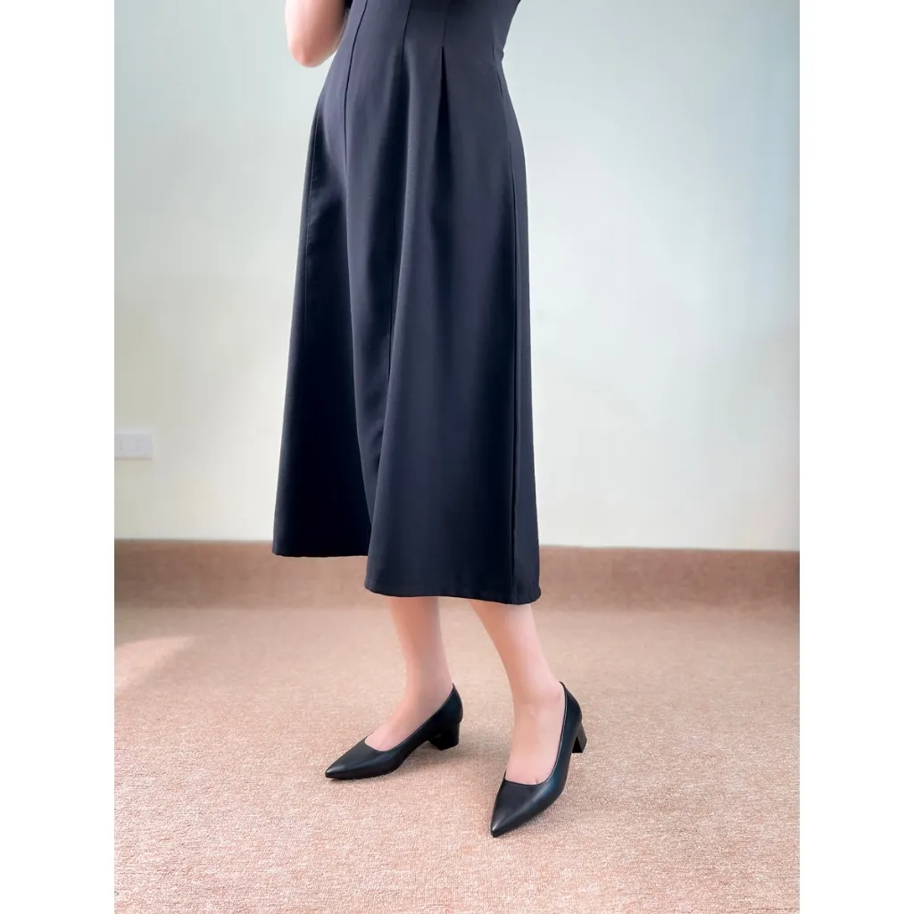 Ảnh Giày Công Sở Nữ Mũi Nhọn Đế Vuông 3cm Basic, Guốc Cao Gót Bít Mũi Nữ Da Mềm Cao Cấp NUDDO NU207 4