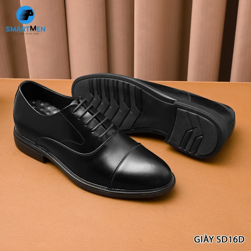 Ảnh Giày công sở oxford siêu nhẹ, tăng chiều cao SmartMen SD-16 Đen 4