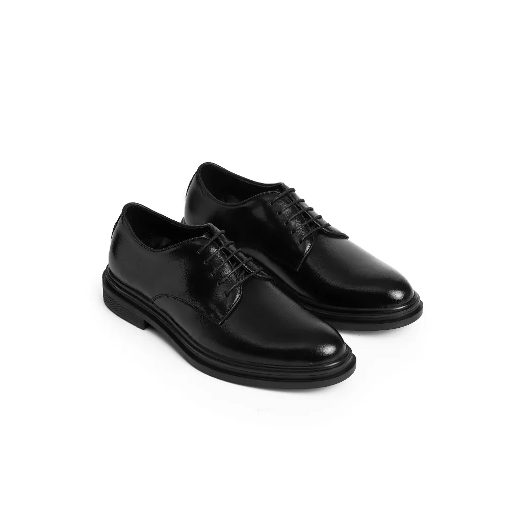 Ảnh Giày da bò nam FTT Leather Derby trơn tăng chiều cao màu đen mã F0301 3