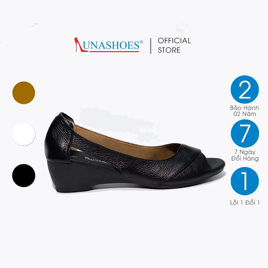 Ảnh Giày da bò nữ LUNASHOES 22504 đế xuồng 3p hở mũi êm chân sang chảnh mua tặng mẹ 1