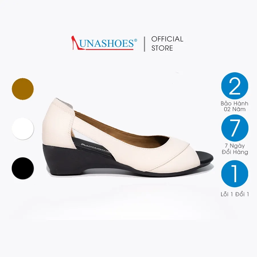 Ảnh Giày da bò nữ LUNASHOES 22504 đế xuồng 3p hở mũi êm chân sang chảnh mua tặng mẹ 2