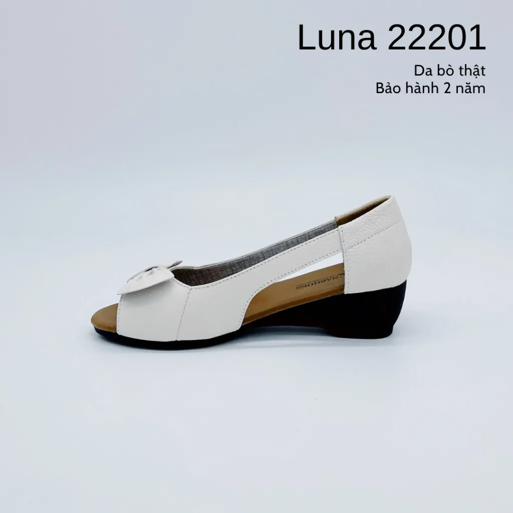 Ảnh Giày đế xuồng nữ 3p LUNASHOES 22201 hở mũi thoáng chân có nơ bảo hành tới 2 năm 3
