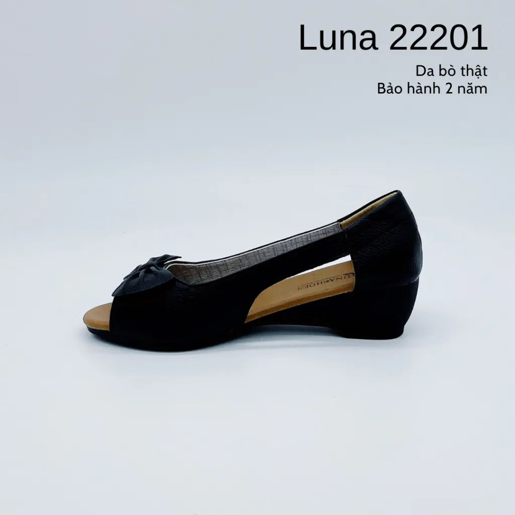 Ảnh Giày đế xuồng nữ 3p LUNASHOES 22201 hở mũi thoáng chân có nơ bảo hành tới 2 năm 4