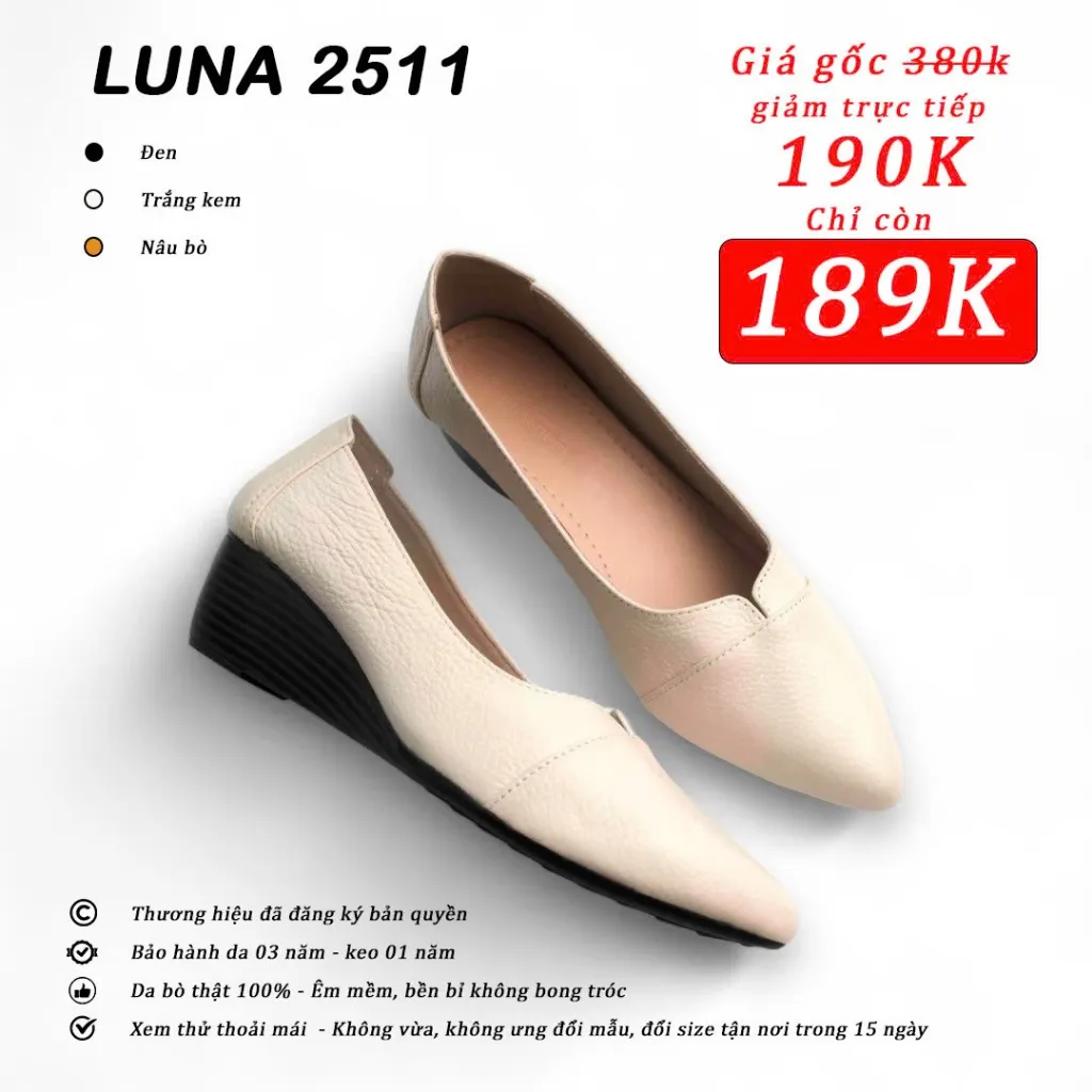 Ảnh Giầy đế xuồng nữ 5p LUNASHOES 2511 mũi nhọn êm mềm cao cấp phối đồ đẹp thanh lịch sang chảnh 1