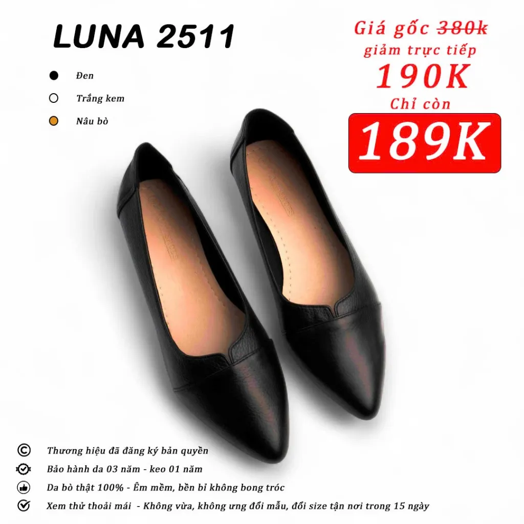 Ảnh Giầy đế xuồng nữ 5p LUNASHOES 2511 mũi nhọn êm mềm cao cấp phối đồ đẹp thanh lịch sang chảnh 3
