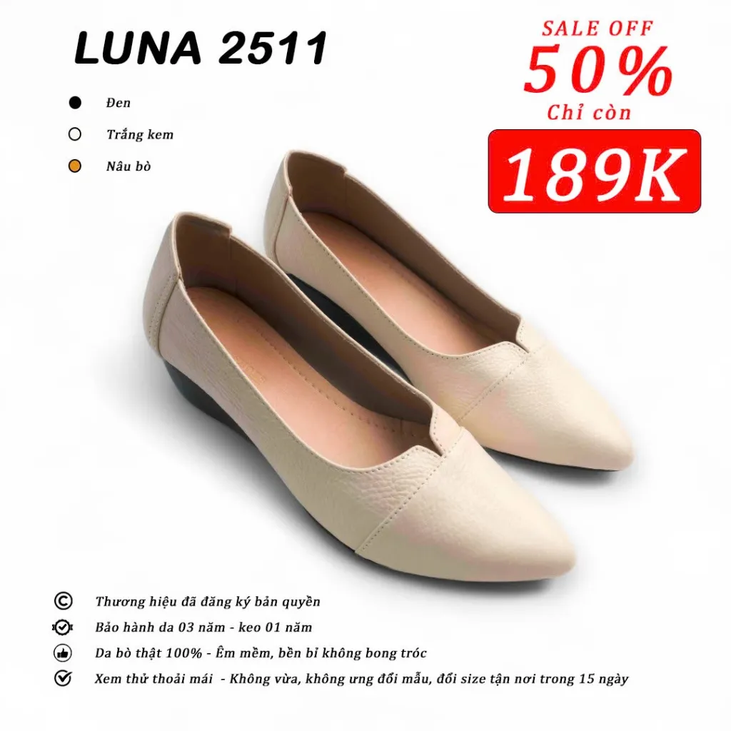 Ảnh Giầy đế xuồng nữ 5p LUNASHOES 2511 mũi nhọn êm mềm cao cấp phối đồ đẹp thanh lịch sang chảnh 4
