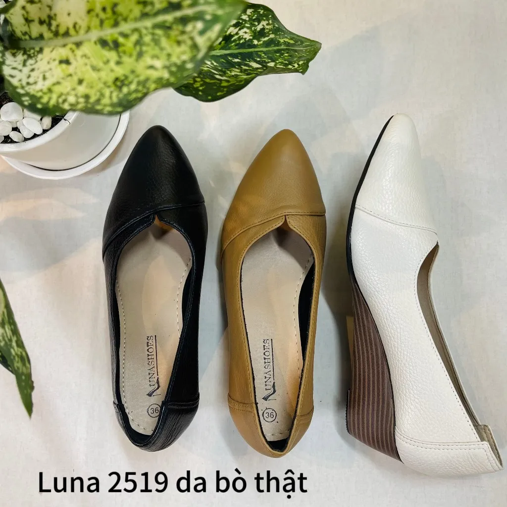 Ảnh Giày đế xuồng nữ LUNASHOES 2519 da bò mềm êm chân mũi nhọn cao 5p siêu xinh 4