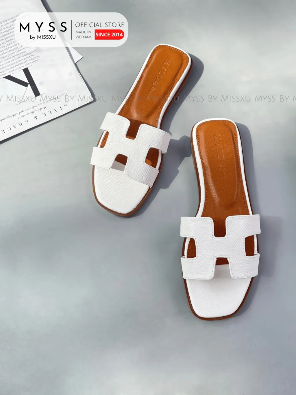 Ảnh Giày guốc nữ MYSS quai chữ H phối gót vân gỗ 3 cm cao cấp - SU186 2