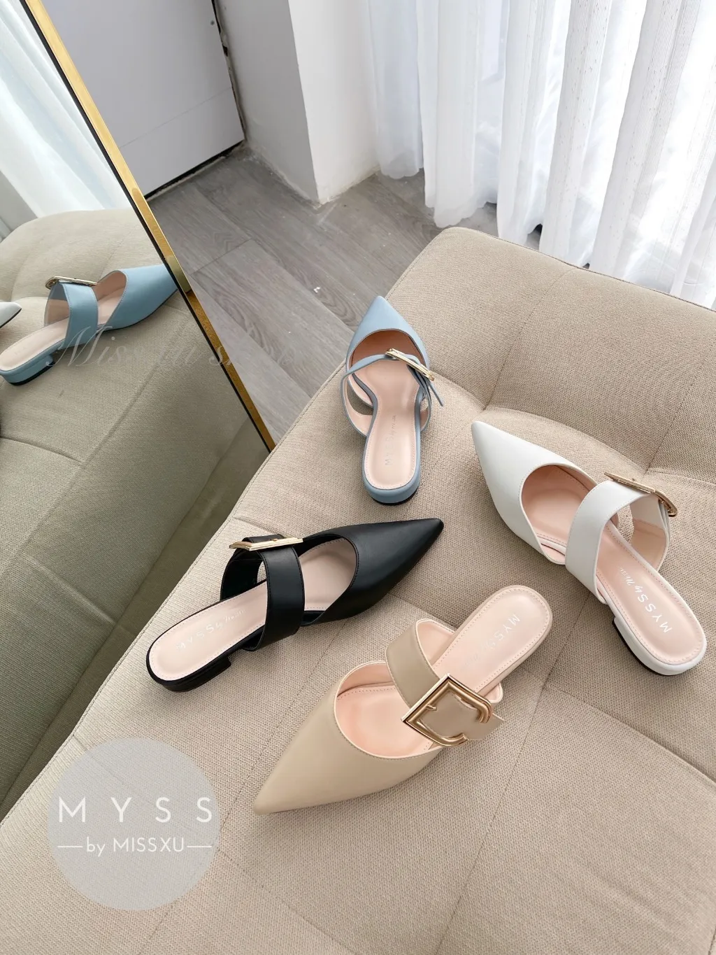 Ảnh Giày guốc sục nữ MYSS mũi nhọn khoen vuông 1cm thời trang - SU102 3