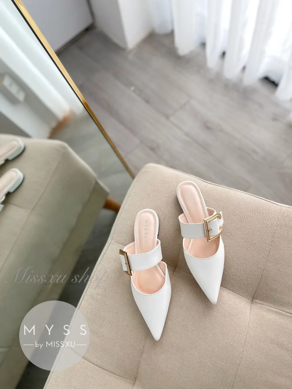 Ảnh Giày guốc sục nữ MYSS mũi nhọn khoen vuông 1cm thời trang - SU102 4