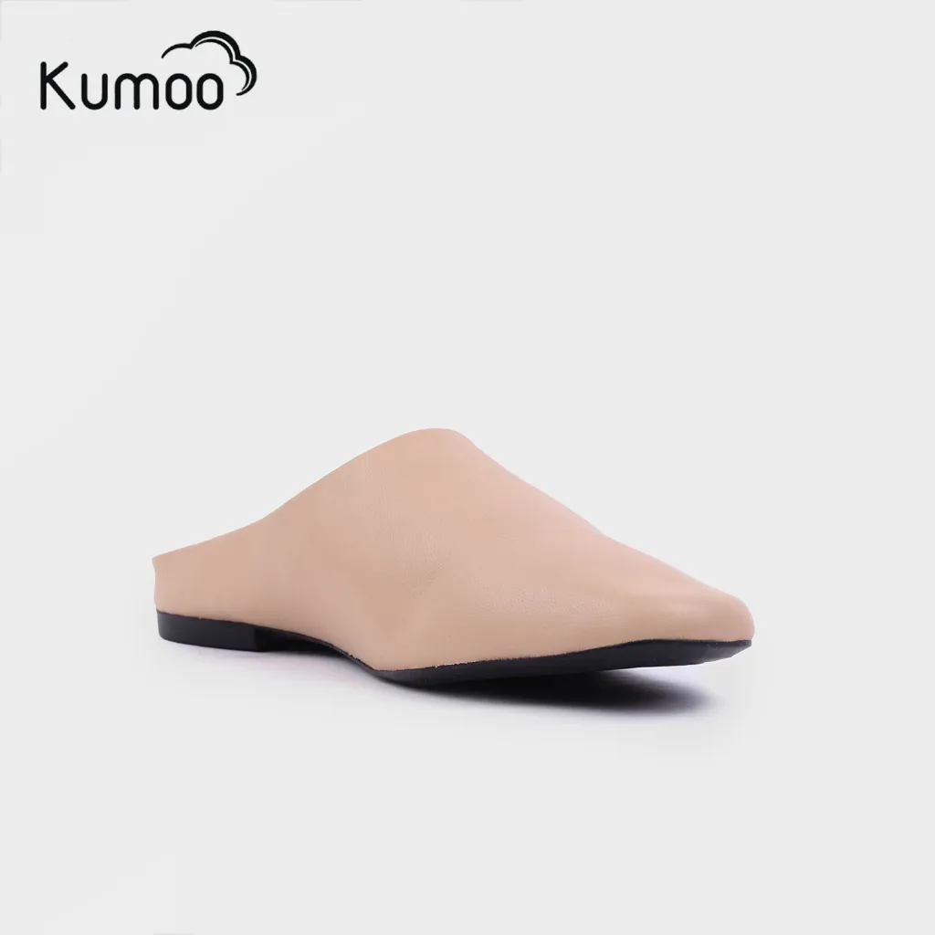 Ảnh Giày Hở Gót Nữ KUMO ML-KUMO-002, Giày Mules Nữ Da Thật Màu Kem Đế Bệt Thoải Mái Sải Bước Mỗi Ngày 3