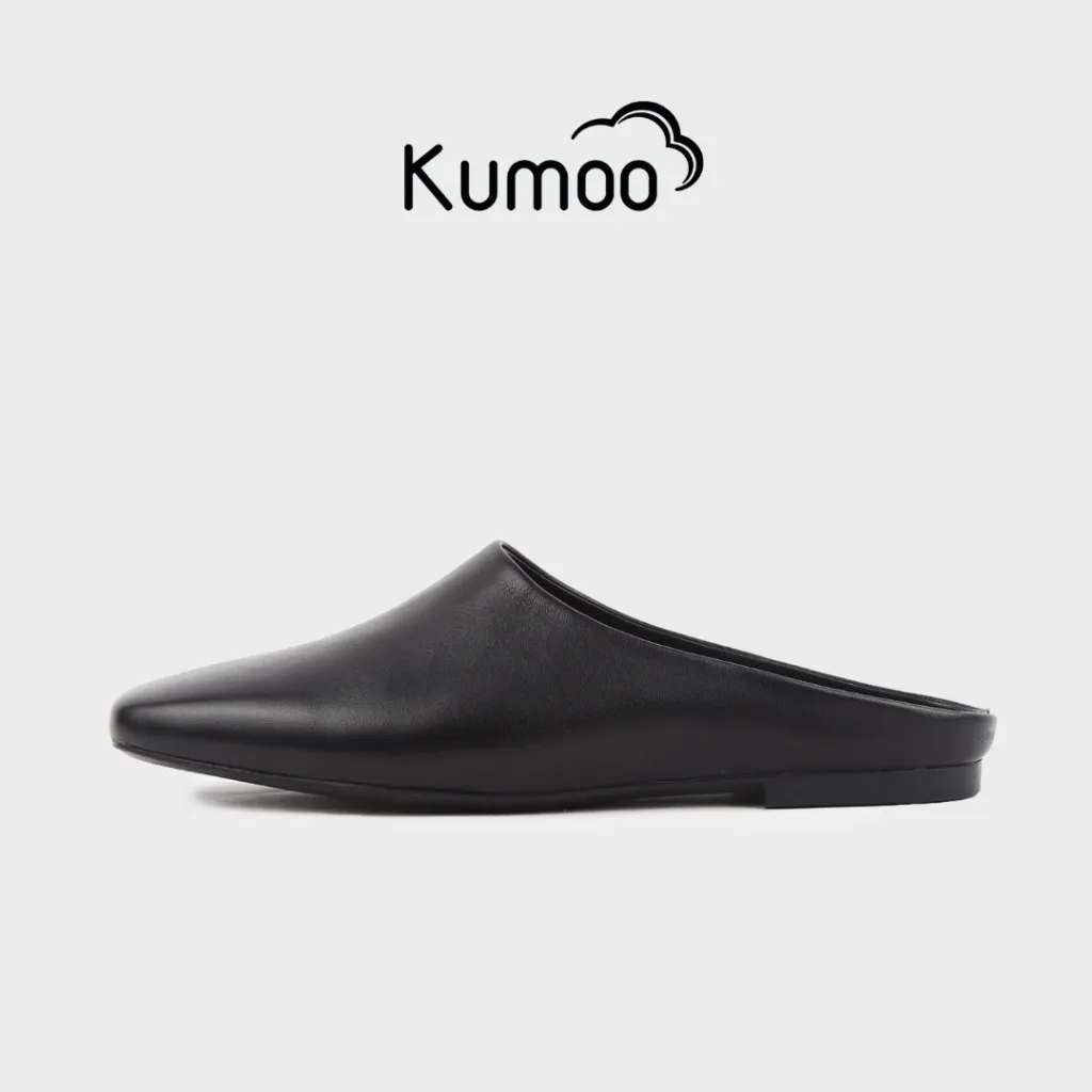 Ảnh Giày Hở Gót Nữ KUMO ML-KUMO-002, Giày Mules Nữ Da Thật Màu Đen Đế Bệt Thoải Mái Sải Bước Mỗi Ngày 1