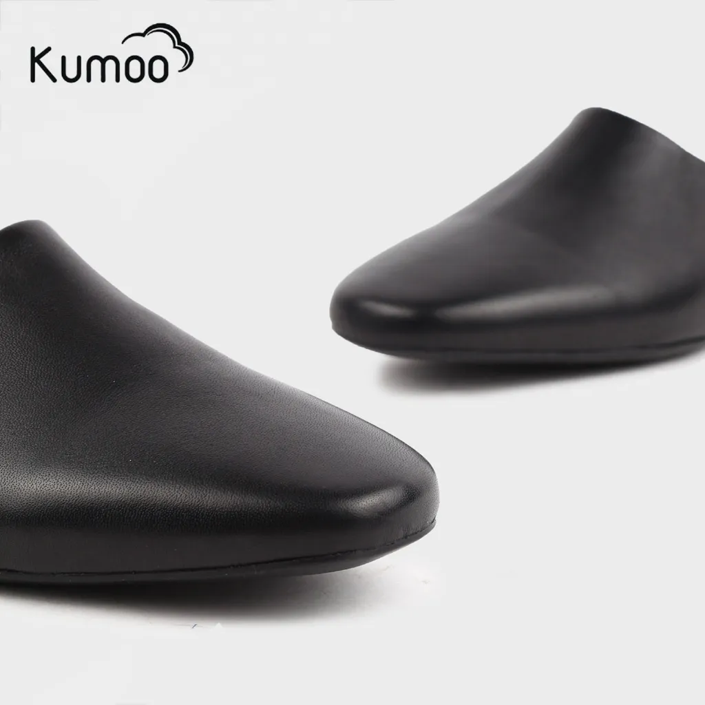 Ảnh Giày Hở Gót Nữ KUMO ML-KUMO-002, Giày Mules Nữ Da Thật Màu Đen Đế Bệt Thoải Mái Sải Bước Mỗi Ngày 3