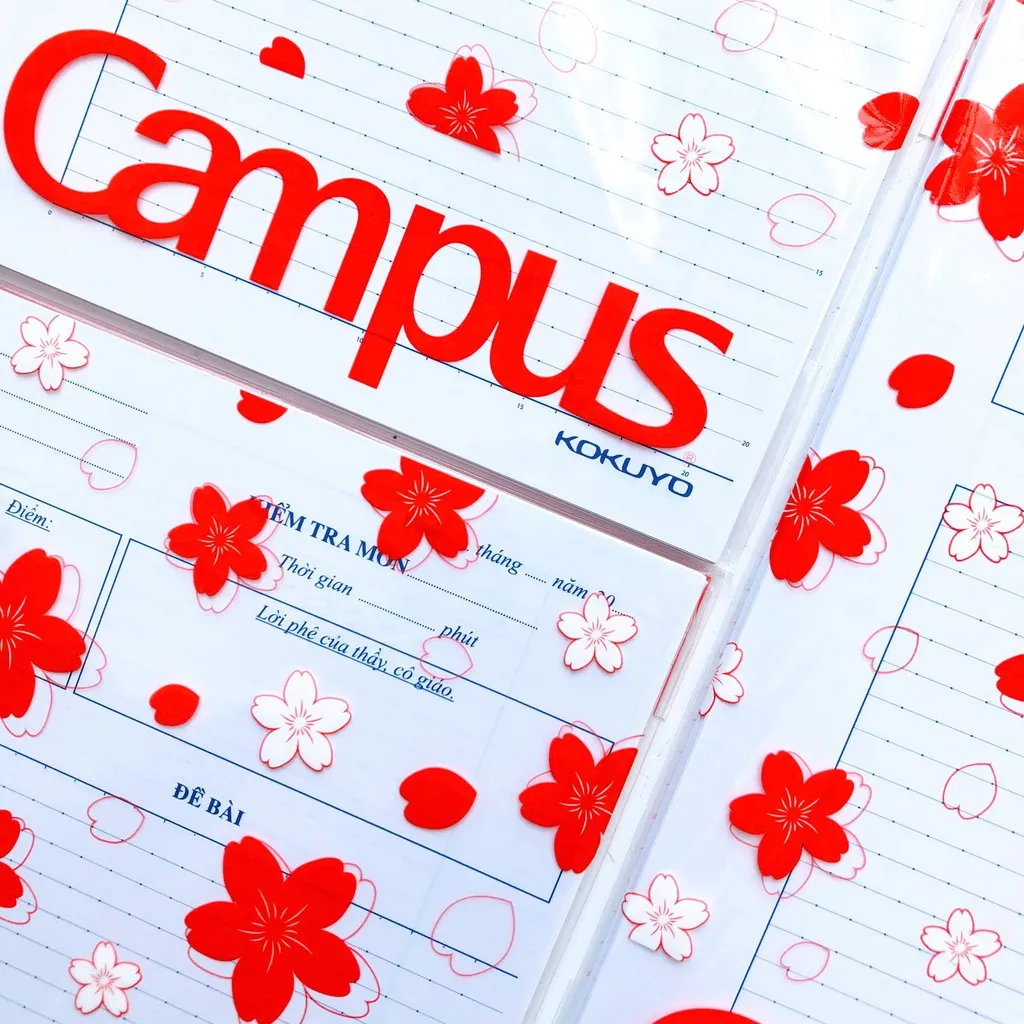 Ảnh Giấy Kiểm Tra Kẻ Ngang Có Chấm Campus Rain Of Sakura 30 Tờ Khổ B5 1