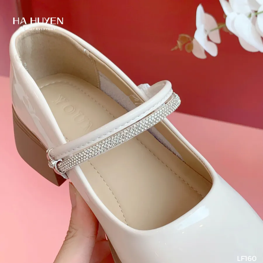 Ảnh Giày Loafer nữ HÀ HUYỀN bóng 1 quai đá 1 quai tròn gót vuông 4cm - LF160 4