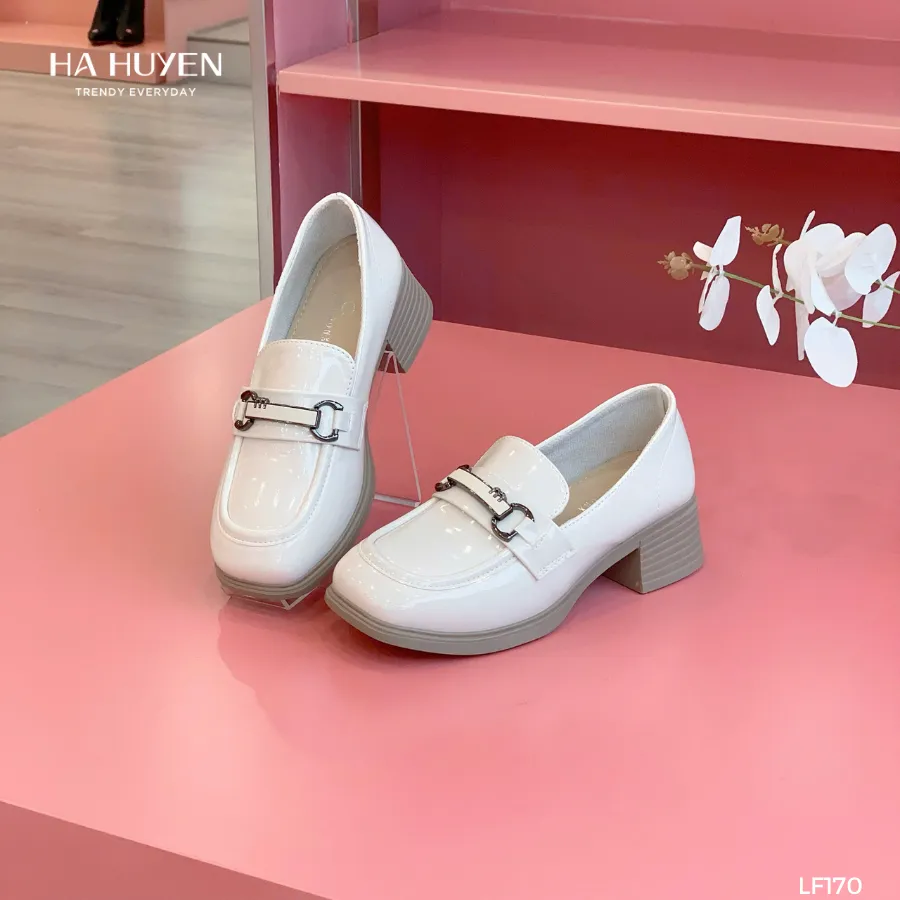 Ảnh Giày Loafer nữ HÀ HUYỀN da bóng gót vuông 5cm - LF170 3