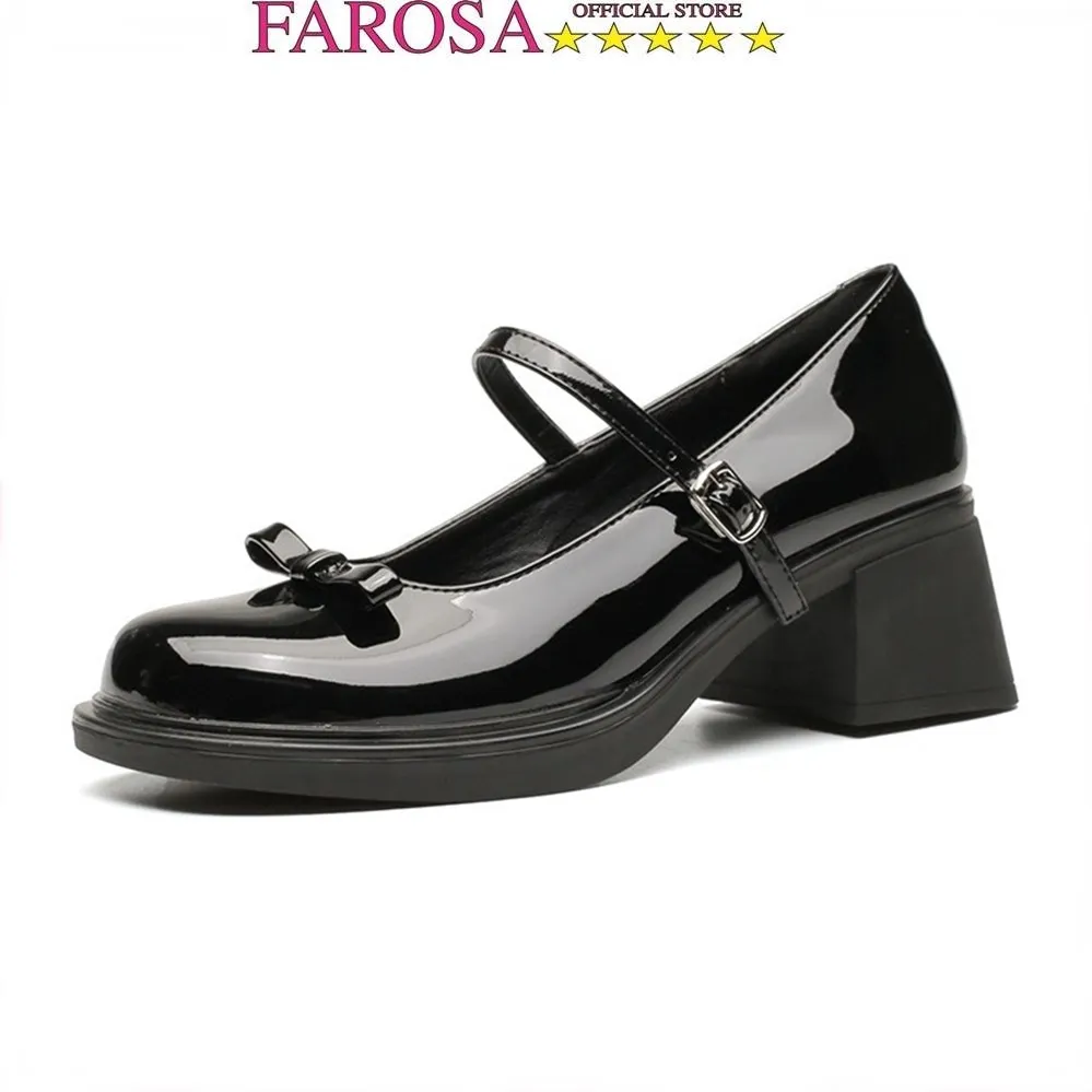 Ảnh Giày Lolita nữ đế cao 5cm FAROSA -K92 giày vintage ulzzang chất da Pu bóng lên chân cực xinh 1