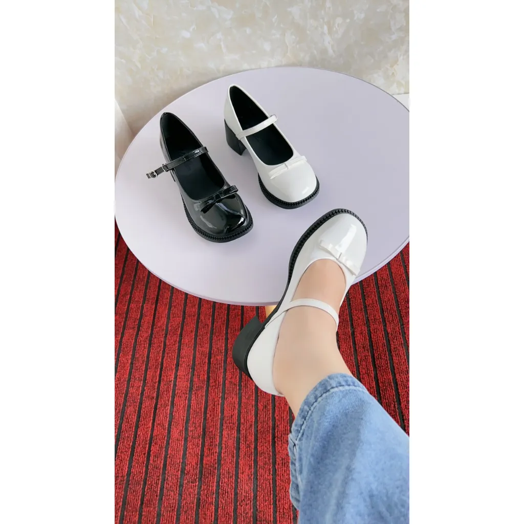 Ảnh Giày Lolita nữ đế cao 5cm FAROSA -K92 giày vintage ulzzang chất da Pu bóng lên chân cực xinh 2