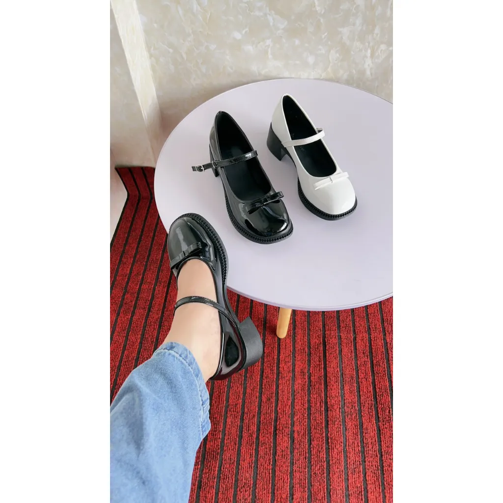 Ảnh Giày Lolita nữ đế cao 5cm FAROSA -K92 giày vintage ulzzang chất da Pu bóng lên chân cực xinh 4
