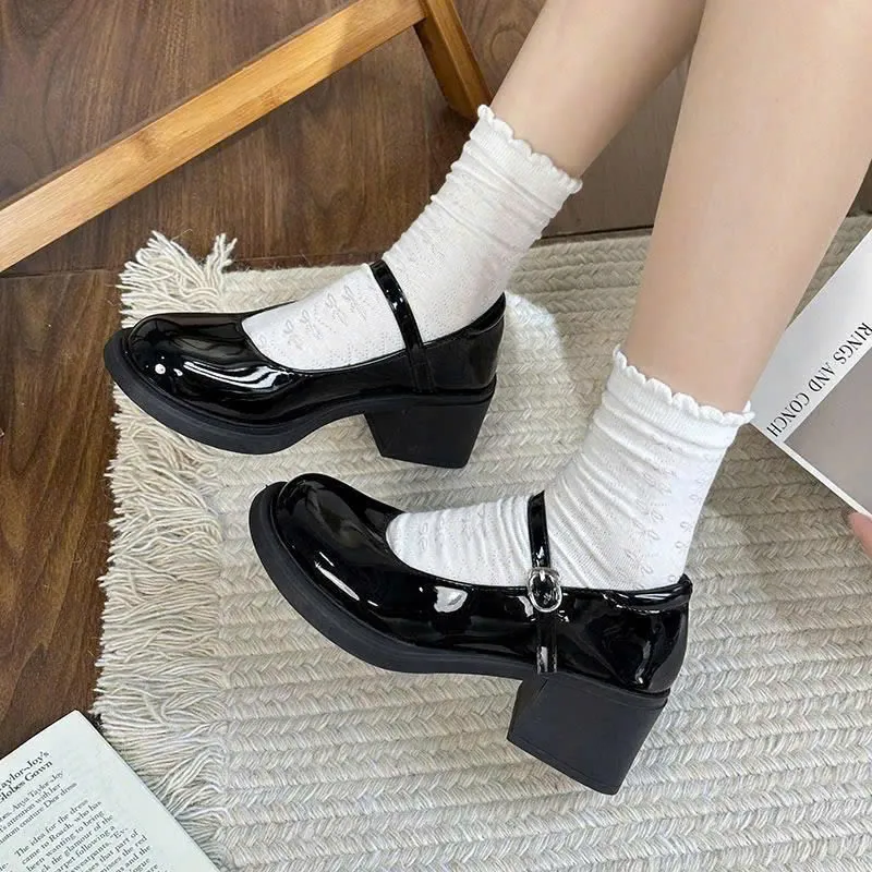 Ảnh Giày Lolita nữ gót vuông 5cm FAROSA -H108 giày búp bê marry janes da bóng phong cách nhật bản 3