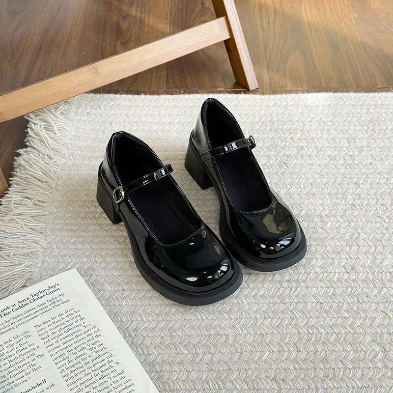 Ảnh Giày Lolita nữ gót vuông 5cm FAROSA -H108 giày búp bê marry janes da bóng phong cách nhật bản 4