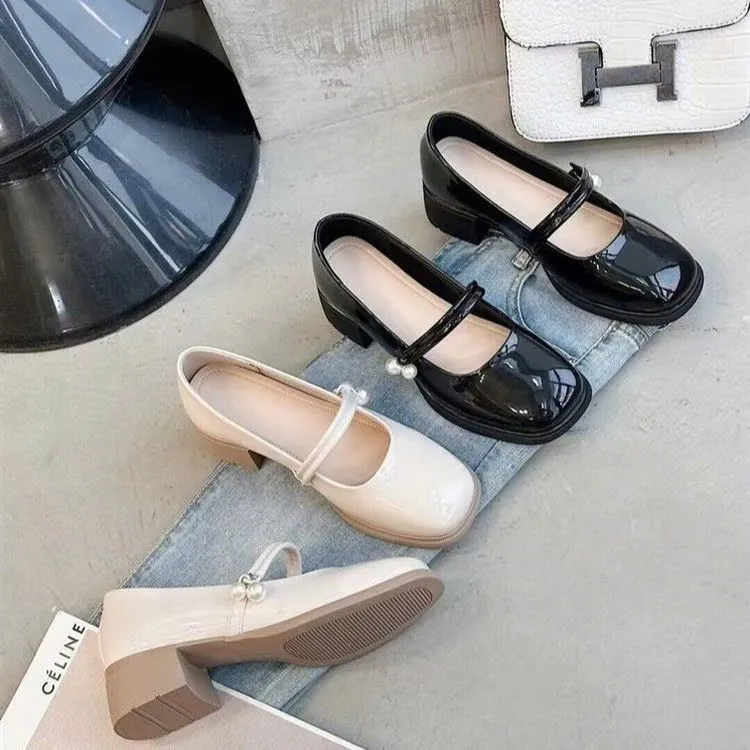 Ảnh Giày Lolita Nữ Quai hạt ngọc Ngọc  FAROSA - V69 Giày marry janes nữ đế cao 5 phân 2 màu siêu hót 3