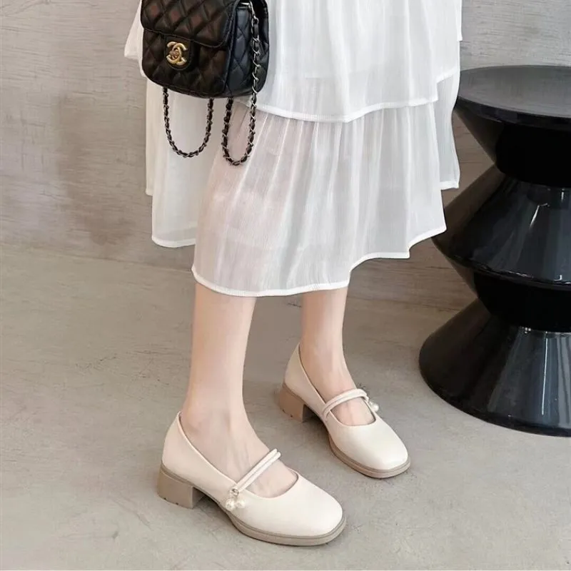 Ảnh Giày Lolita Nữ Quai hạt ngọc Ngọc  FAROSA - V69 Giày marry janes nữ đế cao 5 phân 2 màu siêu hót 4