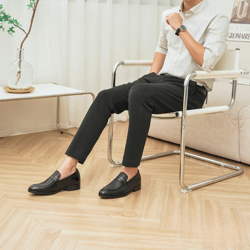 Ảnh Giày lười công sở tăng chiều cao da bò SmartMen GL-04 Đen 4