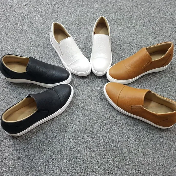 Ảnh Giày lười nữ tăng chiều cao 5p LUNASHOES 45101 da bò thật mềm mũi tròn dáng slip on không dây dễ đi 4