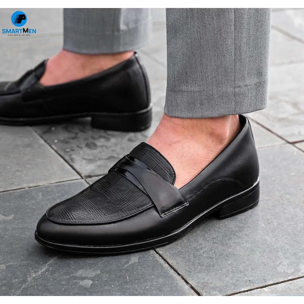 Ảnh Giày lười Tăng chiều cao Da bò SMARTMEN GLC-38 Đen 4