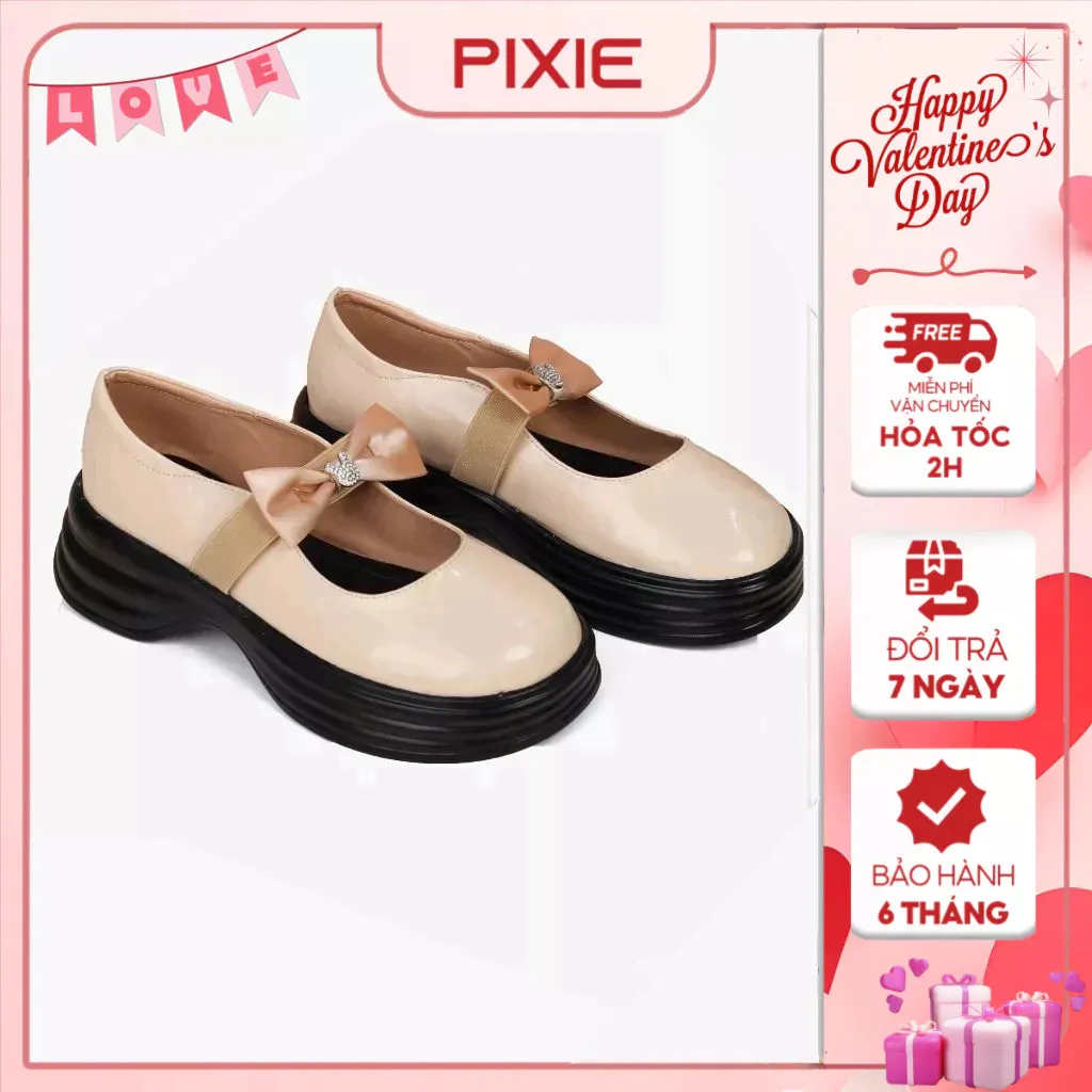 Ảnh Giày Mary Jane Đế Xuồng 3cm Siêu Nhẹ Quai Chun Gắn Nơ Pixie H294 1