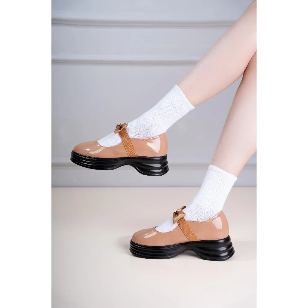 Ảnh Giày Mary Jane Đế Xuồng 3cm Siêu Nhẹ Quai Chun Gắn Nơ Pixie H294 4