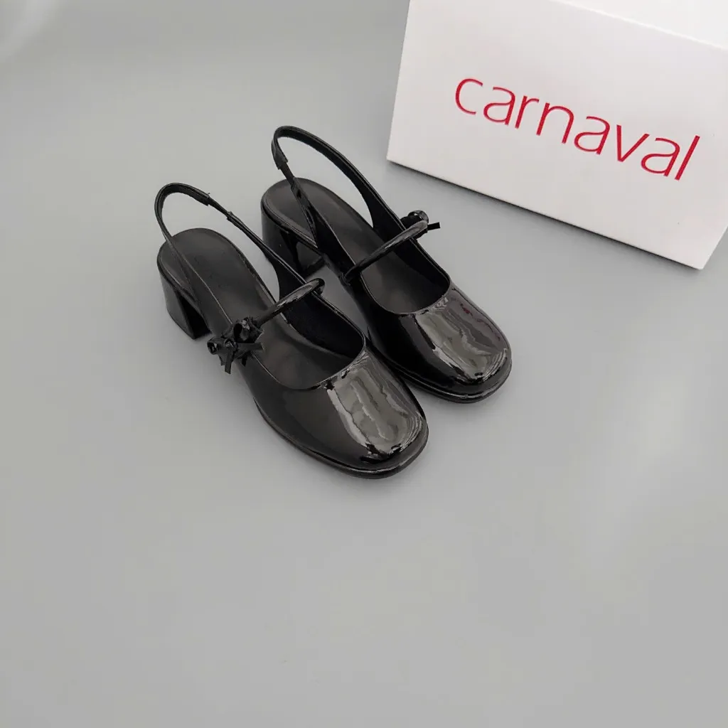 Ảnh Giày Mary Jane Nữ Da Bóng Carnaval Gót Vuông Cao 5cm Phong Cách Tiểu Thư - VS116 3