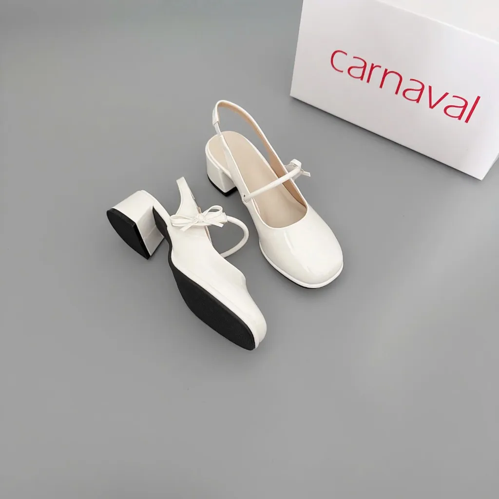 Ảnh Giày Mary Jane Nữ Da Bóng Carnaval Gót Vuông Cao 5cm Phong Cách Tiểu Thư - VS116 4