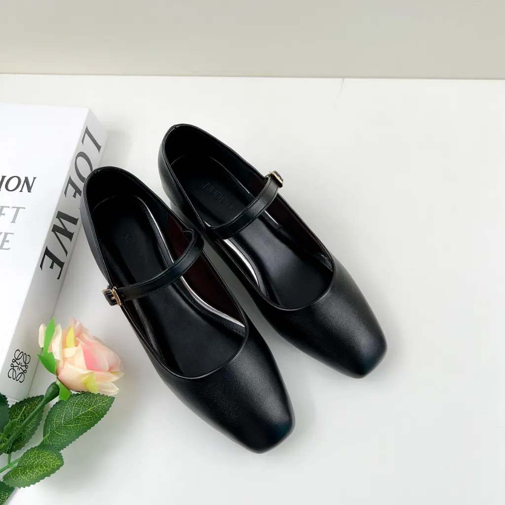 Ảnh Giày Mery Jane Nữ 5 Phân Mũi Vuông, Guốc Cao Gót Đế Vuông 5cm Da Mềm NUDDO _NU399 2