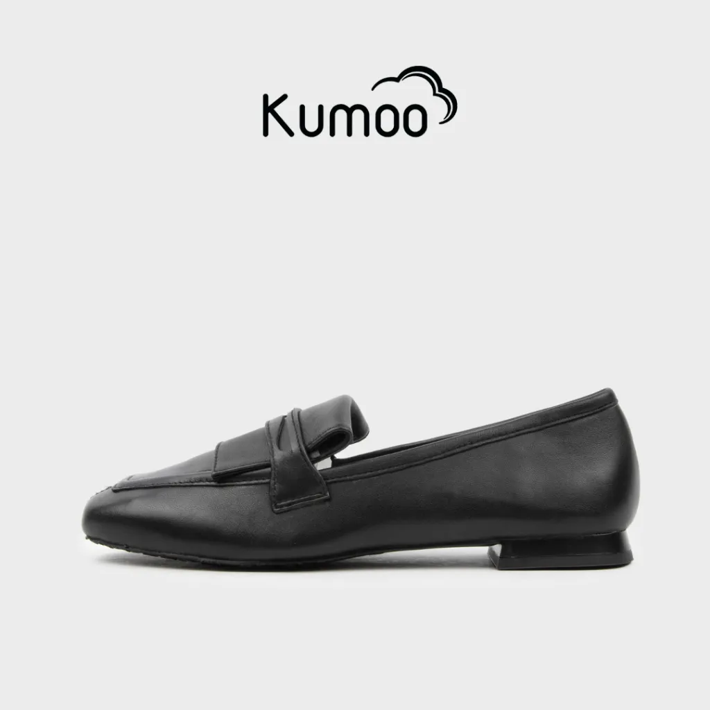 Ảnh Giày Moca Nữ Kumoo MC-KUMO-001-A Màu Đen Da Thật Nappa Cao Cấp Phong Cách Lịch Sự, Trẻ Trung 1