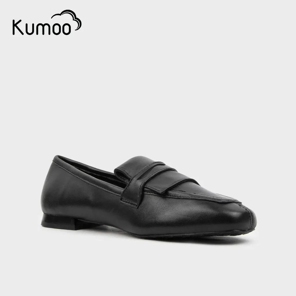 Ảnh Giày Moca Nữ Kumoo MC-KUMO-001-A Màu Đen Da Thật Nappa Cao Cấp Phong Cách Lịch Sự, Trẻ Trung 2