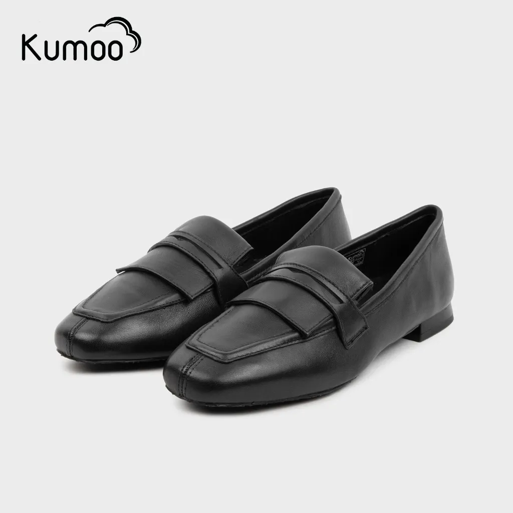 Ảnh Giày Moca Nữ Kumoo MC-KUMO-001-A Màu Đen Da Thật Nappa Cao Cấp Phong Cách Lịch Sự, Trẻ Trung 4