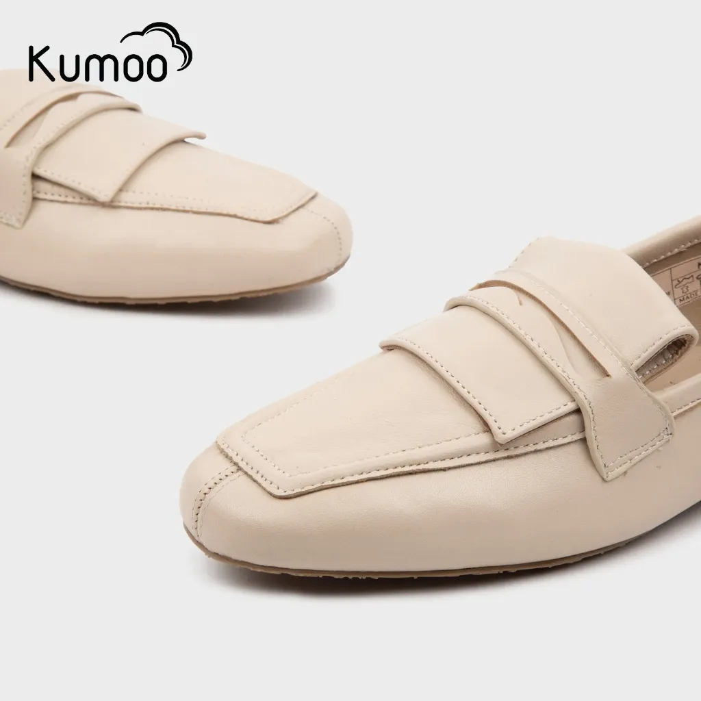 Ảnh Giày Moca Nữ Kumoo MC-KUMO-001-B Màu Be Da Thật Nappa Cao Cấp Phong Cách Lịch Sự, Trẻ Trung 4