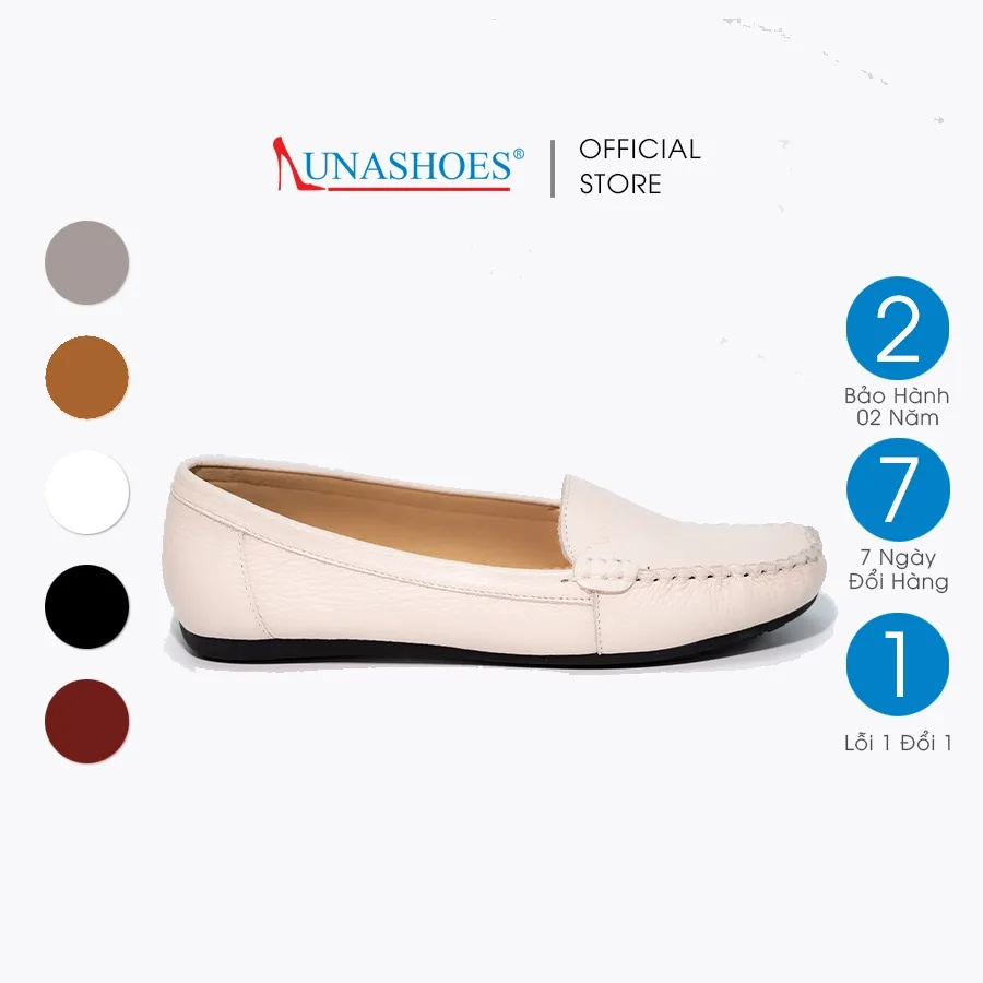 Ảnh Giày moca nữ LUNASHOES 1205 da bò mềm êm chân búp bê đế bệt đường may chắc chắn 3