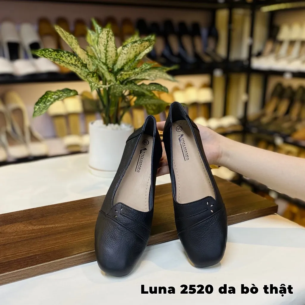 Ảnh Giày mũi vuông LUNASHOES 2520 đế xuồng 3p chất da bò mềm êm chân mũi vuỗng dễ đi 3