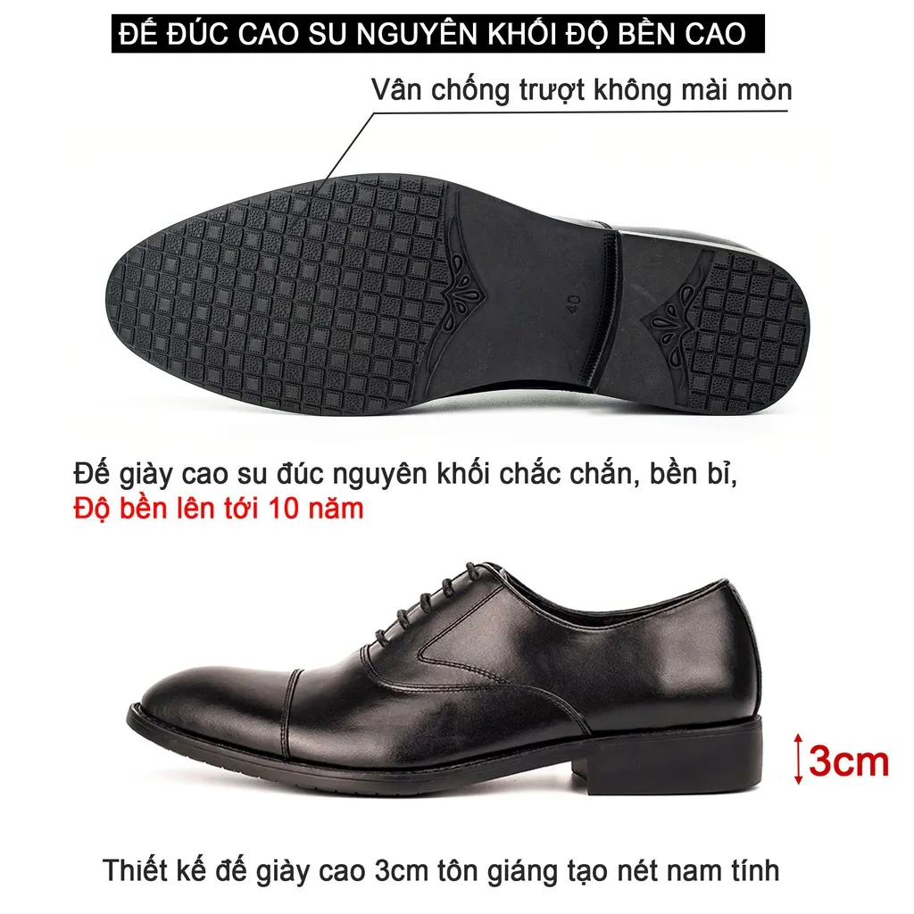 Ảnh Giày nam oxford công sở da bò nappa cao cấp màu đen G105- Bụi leather- hộp sang trọng -Bảo hành 12 tháng 3