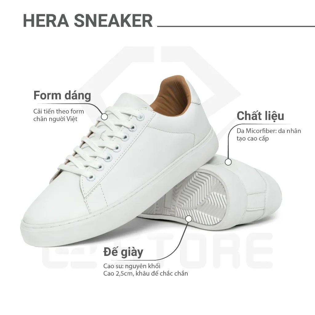 Ảnh Giày nam trắng G2 Hera giày sneaker giày thể thao thời trang cao cấp dùng làm tập gym chính hãng 3